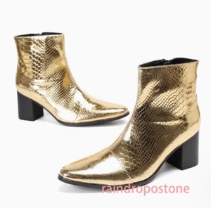 Hochhackige Herren Stiefeletten Britische Mode Echtleder Schuhe Nachtclub Bar - Bild 1 von 27