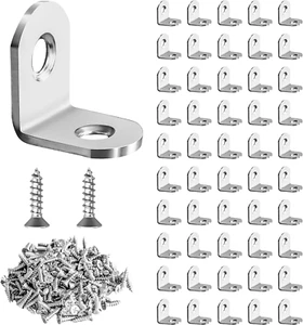 50 Pcs L Bracket Corner Brace  Metal Corner Bracket 90 Degree Angle Stainless St - Picture 1 of 12