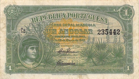 Angola  1  Angolar   28.3.1942  P 68  Series  Cd  Circulated Banknote Me100 Cover