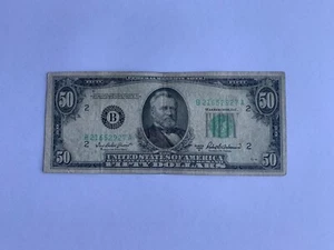 1950 B $50 Fifty dollar Old Used U.S. Currency Serial Number # B21652927A - Picture 1 of 8