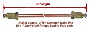 3/16" Brake Line 30 INCH  Nickel- Copper 10mm x 1.0 Tube Nuts bubble Flare - Bild 1 von 5