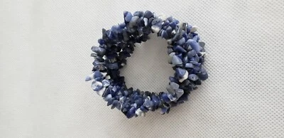 PULSERA ELÁSTICA PIEDRA SODALITA hecha a mano para muñeca o cabello Foto 1 de 3