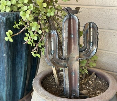Handcrafted Rustic MINI Metal Saguaro - Image 1 of 4