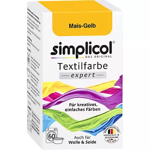 Peinture textile SIMPLICOL EXPERT MAIS JAUNE 150 g couleur également pour laine & soie - Photo 1 sur 2