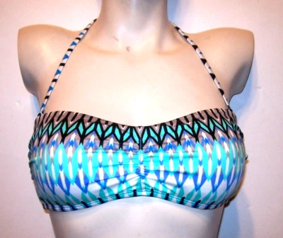 NUEVO Kenneth Cole Azul Bikini Traje de Baño Bandeau Top PEQUEÑO Cordones Espalda Foto 1 de 4