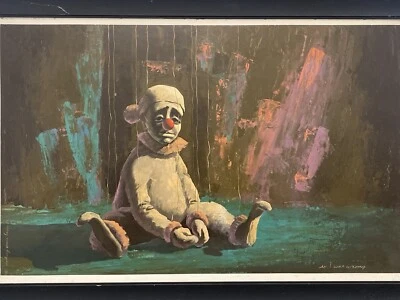 🔥 Vintage Old Modern Expressionist Jazz Oil Painting, Rodney Evans Bacon 1962 - Image 1 of 4