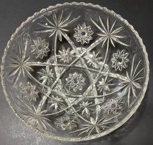 Vtg Anchor Hocking PRESCUT 10 3/4" x 3" Salad Serving Bowl EAPG Star of David EC - Picture 1 of 6