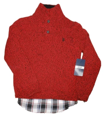 Nuevo con etiquetas Conjunto de camisa abotonada suéter rojo acanalado Izod para niños 14/16 Foto 1 de 3