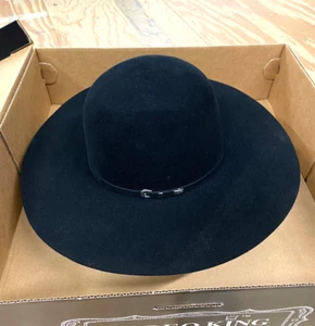 Rodeo King 10X 4 1/2 Brim Black Felt Cowboy Hat - Size 7 1/2 - UNSHAPED - Picture 1 of 12