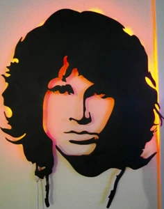 LARGE CUSTOM ART RARE JIM MORRISON THE DOORS WROUGHT IRON LED WALL LAMP LIGHT - Picture 1 of 4
