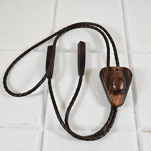 Bolo Tie - Vintage Hand-Carved Ironwood Tortoise / Turtle with Woven Leather Tie - Picture 1 of 7