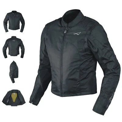 Textil Sommerjacke schwarz CE Protektoren Racing Motorrad Winddicht Stretch - Bild 1 von 4