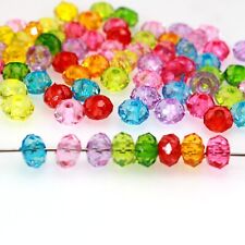 200 Mixed Colour Acrylic Faceted Rondelle Beads Spacer 6X10mm(0.24"X0.39")