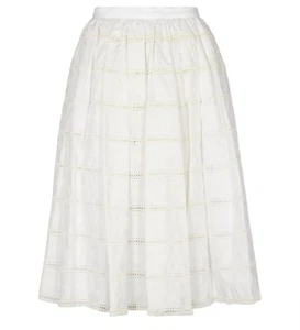 MIU MIU Cotton Poplin Sangal Skirt in Bianco White Size IT 40 / US 4 - Imagen 1 de 6