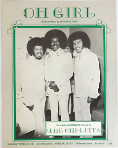 The Chi-Lites-Oh Girl-1972 UK Original Sheet Music-Eugene Record-VERY RARE!