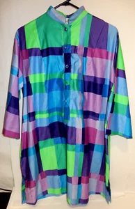 VINTAGE 70S MULTICOLOR HIPPY DRESS BLOUSE, CATHERINE OGUST FOR PENTHOUSE GALLERY - Picture 1 of 17