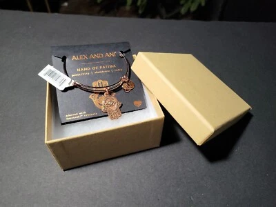 ❤️Alex & Ani Mão de Fátima com Cristal Swarovski Tom Rosa Dourado - Imagem 1 de 4