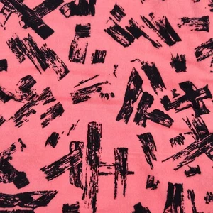 Vintage Marcus Brothers Cotton Flannel Fabric 44x3yds Black Brushstrokes Coral - Picture 1 of 6