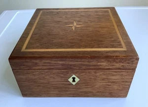 Vintage Wooden Jewellery Box With Inlaid Decoration - Picture 1 of 8