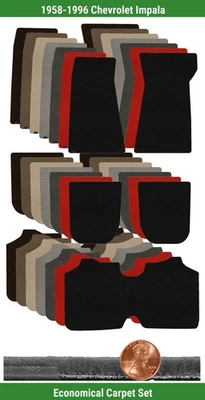 Conjunto de tapete personalizado Velourtex para 1958-1996 Chevrolet Impala (5 peças) #C5R - Imagem 1 de 4