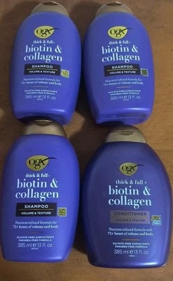 OGX Thick Full Biotin Collagen ( 3 ) SHAMPOO & ( 1 ) CONDITIONER, 13 oz LOT OF 4 - Image 1 of 2