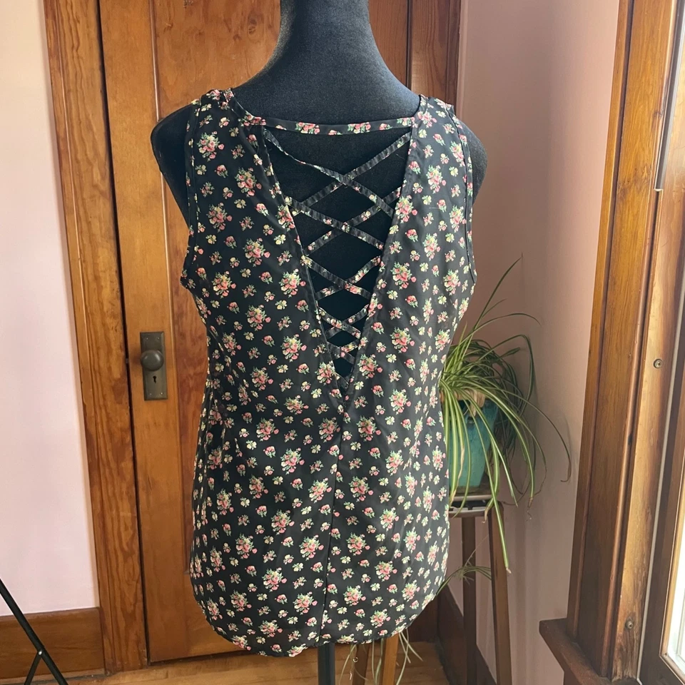 Tanque transparente vintage años 90 dELiA*s floral con cordones espalda talla S Whimsigoth Y2K coqueta Foto 1 de 4