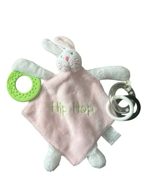MUDPIE MUD PIE Hop Hop Bunny Lovey Seguridad MANTA SONAJERO MORDEDOR Rosa Pequeño Foto 1 de 4