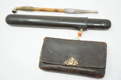 Set giapponese tabacco irlandese con pipa kiseru in argento originale dal... - Immagine 1 di 4
