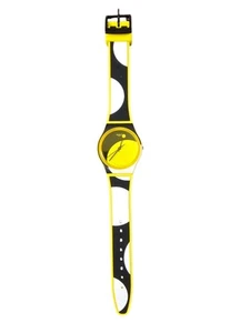 Swatch Unisex Watch D-Form Quartz Black and Yellow Dial Silicone Strap GJ139 - Picture 1 of 3