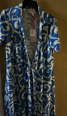 Платье с запахом Julie Brown Nyc синее белое с узором пейсли женское размер M - Изображение 1 из 4