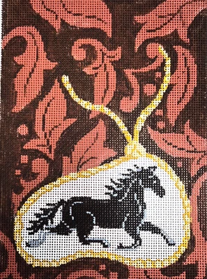 Patti Mann Hand-Painted Needlepoint Black Stallion Horse #8207 Canvas 18 Ct - Image 1 of 3