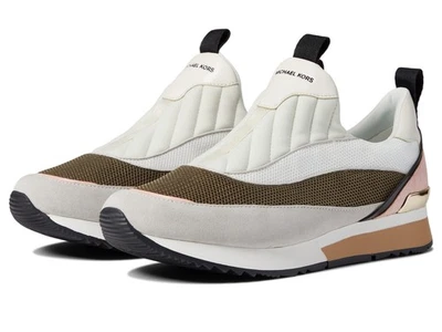 Michael Kors Slip On Allie Stride Mixed-Media Logo Trainer Olive Multi 7 M - Image 1 of 4