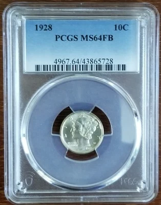 1928 Mercury Dime, PCGS MS 64 Full Band, Nice Luster - Image 1 of 2
