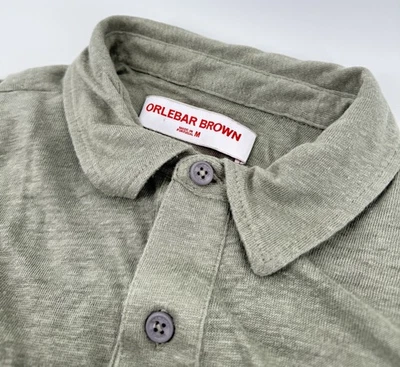 Рубашка Orlebar коричневая мужская размер средний Sebastian Polo цвет агавы зеленая 100% лен - Изображение 1 из 4