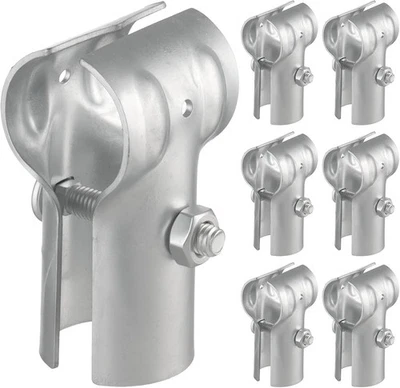 ALFFUN 6 Pcs End Rail Clamps 1-3/8" Pipe Chain Link Fence Galvanized Steel T 6