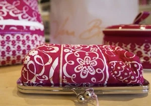 Bolso de Cosméticos VERA BRADLEY Rosa Caliente Blanco Giratorio Pájaros Forrado a Prueba de Fugas Bolsa de Maquillaje - Imagen 1 de 11