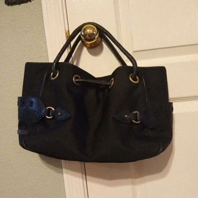 COLE HAAN Cartera Kaylanylón Cuero Negro Doble Correas Cartera Bolso de Hombro con Dorado Foto 1 de 4