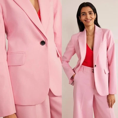 Boden Tailored Suit Blazer 2P Pale Pink Single Button Jacket Bubblegum Career - Image 1 of 4