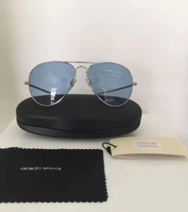 Vintage Giorgio Armani Sunglasses GA 615 Small Aviator C. Silver W/ Blue Lenses - Picture 1 of 11