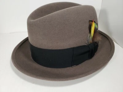SOMBRERO DE FIELTRO DE PIEL STETSON IVY LEAGUE FEDORA CENTERDENT TOPO HECHO EN EE. UU. 6 3/4 Foto 1 de 4