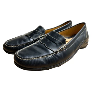Martin Dingman Driving Penny Loafers Mens 8 Black Leather Preppy Dress Shoes - Picture 1 of 7