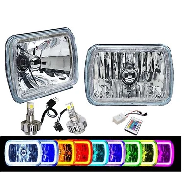 Faros LED 7x6" RGB COB Cambio de Color Blanco Rojo Azul Verde Halo Ojo de Ángel 6k Foto 1 de 4
