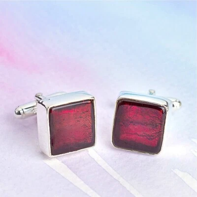 Red Ruby Gemstone 925 Sterling Silver Cufflinks For Father Birthday Special Gift - Image 1 of 4