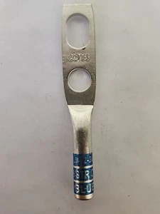 Compression Lug Blue#6 AWG - 2 Hole, 3/8" Hole, 3/4-1 Universal Space, No Window - Picture 1 of 5