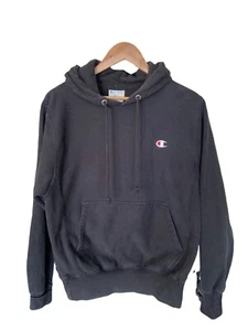 Champion Reverse Weave Hoodie Black Sweatshirt Mens Size Small Good Condition - Picture 1 of 8