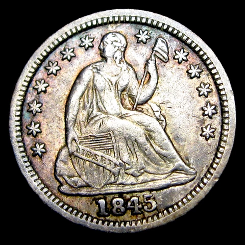 1845 Seated Liberty Half Dime Silver  ---- Nice Type Coin ---- #VF655 Cover