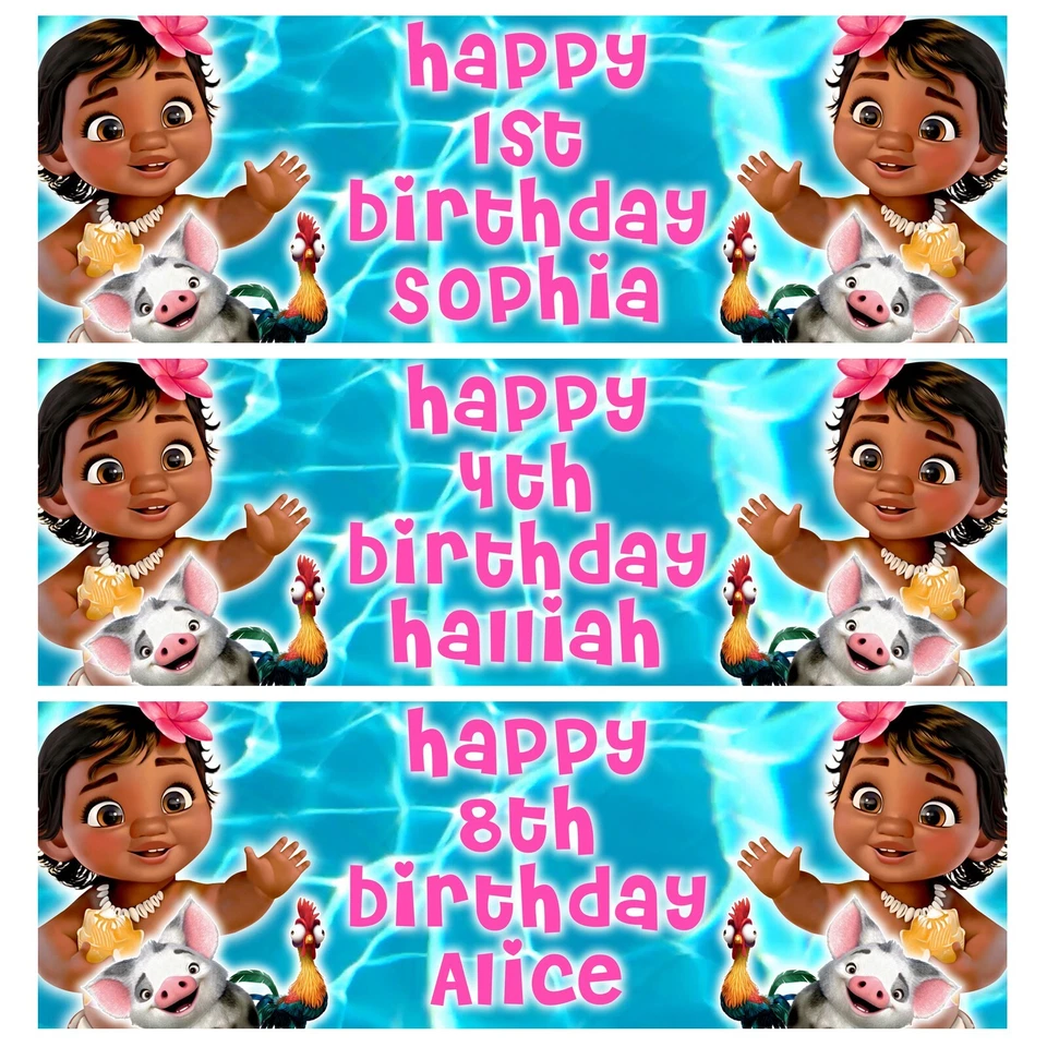 BABY MOANA Personalised Birthday Banners - Disney Baby Moana Banners - Image 1 of 1