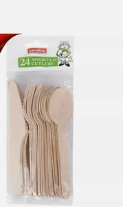 Caroline 24 Wooden Assorted Cutlery Pack│Knives Forks Spoons - Picture 1 of 7