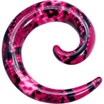 PAIR-Tapers Spiral Snakeskin Pink Acrylic 03mm/8 Gauge  - Image 1 of 4