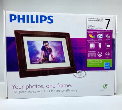 Philips Home Digital Photo Frame 7” LCD - Mahogany -  SPF3472/G7 - NEW OPEN BOX - Image 1 of 4